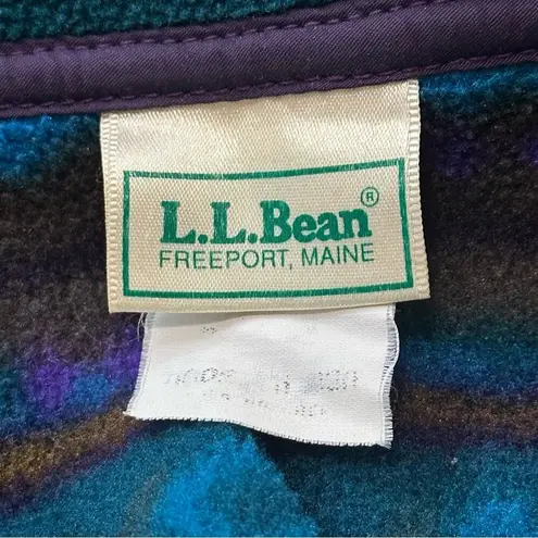 L.L. Bean Vintage Womens Size M Blue Tribal Southwestern Fleece Full Zip Jacket Size M