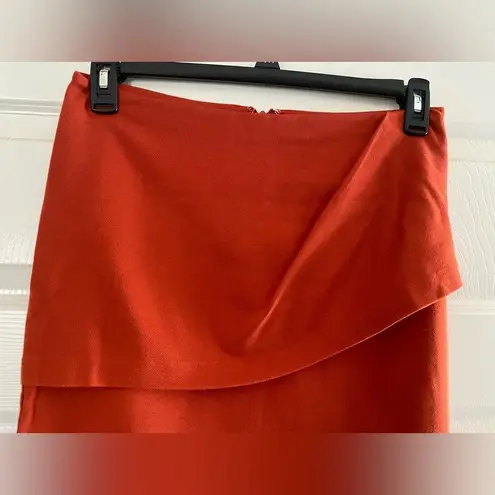 CAbi  Burnt Orange Overlay Wrap Pencil Skirt Knee Length Career Size 6