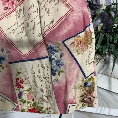 Vintage Kathie Lee Floral Rayon Blouse and Shorts Set Pink Large