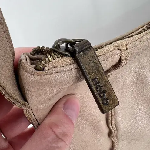 Hobo International Cream Leather Multiple Pockets Crossbody Hobo Shoulder Bag