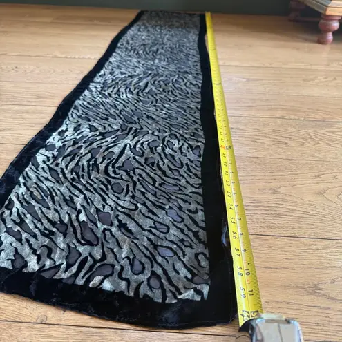 Velvet Burn Out Zebra Print Scarf Silk Blend Wild Animal Black Cream Silver Rust