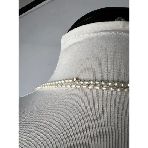 vintage faux pearl single strand long retro necklace White