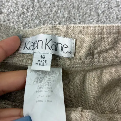 Karen Kane NWT Womens Size 16 Beige 100% Linen Pleated High Waist Shorts Vintage