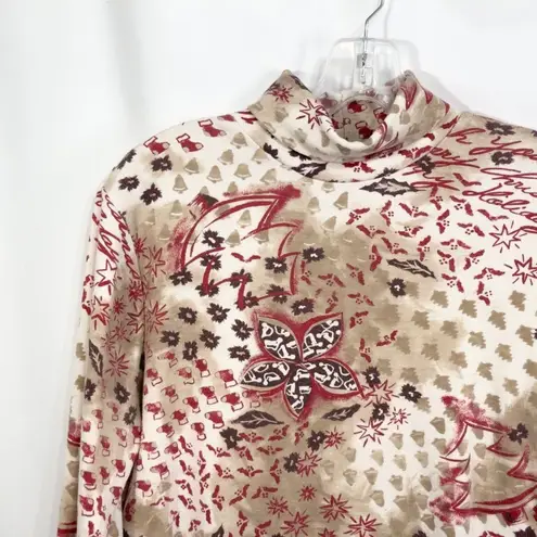 Bobbie Brooks Large Top Turtleneck Christmas Novelty Stocking Poinsettias 366 Red