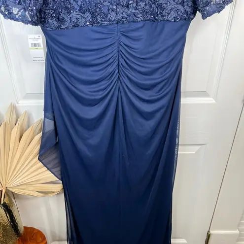 Alex Evenings  Lace Soutache Navy Blue Empire Waist Gown Formal Dress Size 18W