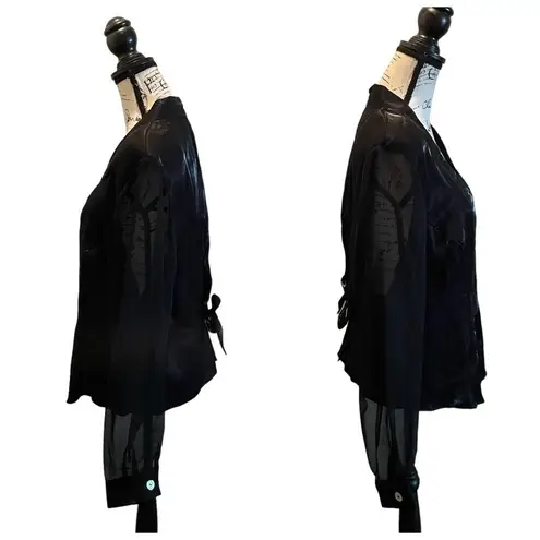 Piacere Chiffon blouse Metallic Black Plus Size 24 Sheer Sleeves Formal elegant