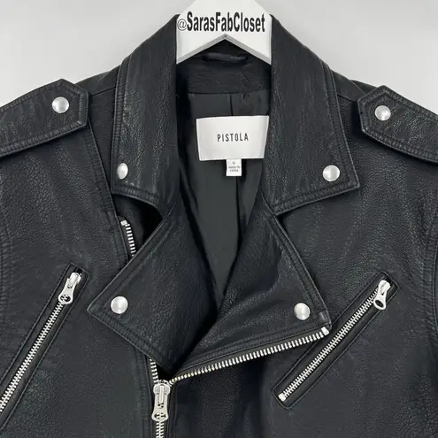 Pistola Blaine ‘80s Faux Leather Black Moto Jacket Full Zip Women’s Size Small