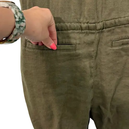 Ralph Lauren Lauren  Olive Army Green Linen Blend Button Up Shorts Romper sz 8 P