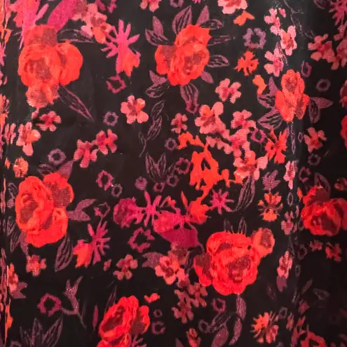 FRANCESCA'S MI AMI Velvet Flare Mini Skirt Red Black Sz S Whimsy Goth Retro