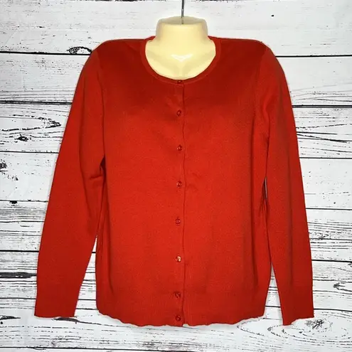 Croft & Barrow  NWT Size L Red Cotton Blend Button Down Sweater Cardigan