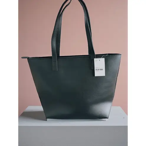 Woven Tote Bag Black Faux Leather Top Handle Bag Everyday Purse