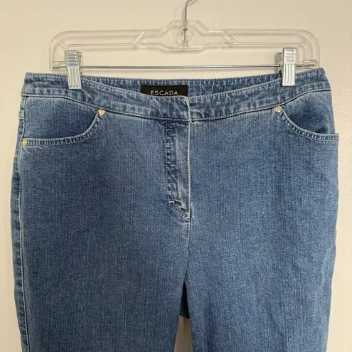 Escada Women's VTG Denim Jeans 12 With Slits And Bows Details Blue