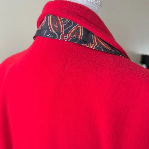 Vintage Wool Trench Coat Long Overcoat w/scarf USA M Medium 10 Red