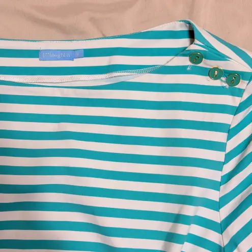 J. McLaughlin Wavesong Striped Boat Neck Catalina Cloth Top Women XL 3/4 Sleeve