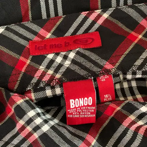 Bongo 90s Y2K  Juniors 16 Red Black Plaid Mini Skirt Front Belt Detail Goth Emo