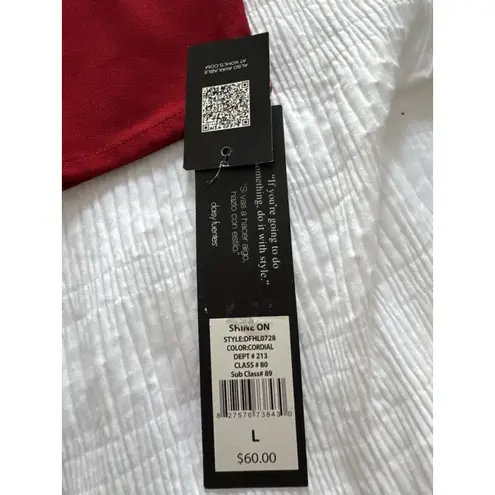 Daisy Fuentes NWT Red Tunic Embellished Beaded Holiday Fancy Career Work Large