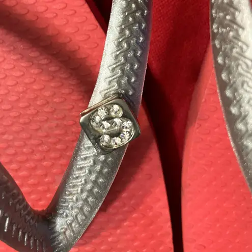 Havaianas Silver Red flip flops with crystal