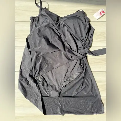 Lands’ End Sweetheart Swim Dress One Piece Swimsuit Black 14 NWT IN PACKAGE