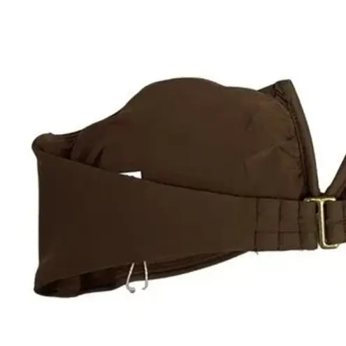 ANDIE NWT Swim The Scala Top Strapless Bandeau V Wire Bikini Top L Espresso