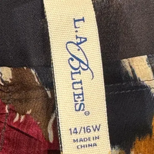 L.A. Blues 14/16 Boho Ikat Sheer Blouse Top Plus Size Chiffon Festival Retro Y2K