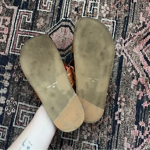 Intentionally Blank Brian Tan Brown Leather Slide Sandals 39 / US 8.5