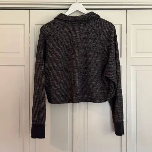 VintageāHavana grey cropped quarter snap collared pullover m Gray Size M