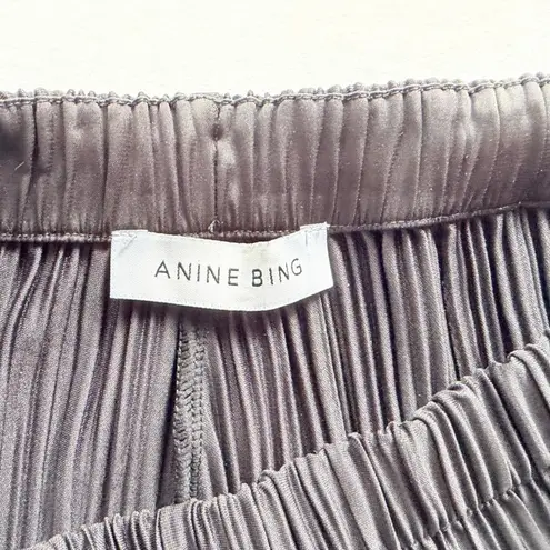 ANINE BING Billie Pant Black Pleated Satin Size Small Party Cocktail NYE Holiday