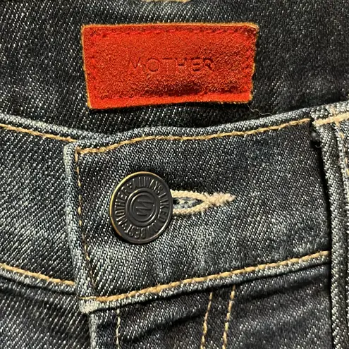 MOTHER Insider Crop Step Fray Speed Red Stripe Racer High Rise Jeans, Size 26 Blue