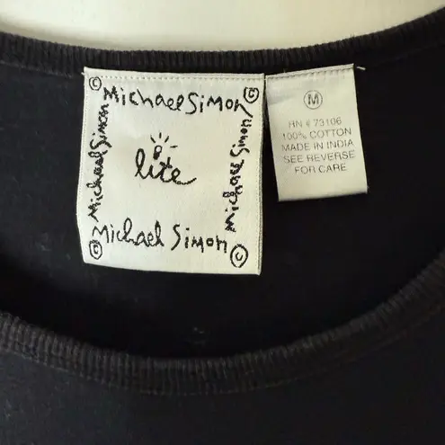 Michael Simon black dog embroidered sleeveless midi dress. M Size M