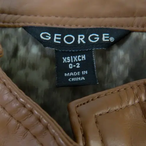 Y2k George Brown Faux Leather Moto Jacket Extra Small Women's Casual Jacket Size XS