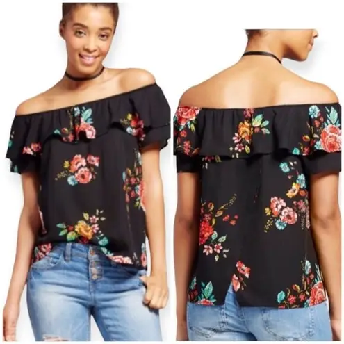 Xhilaration  Open Back Off The Shoulder Floral Blouse - Small