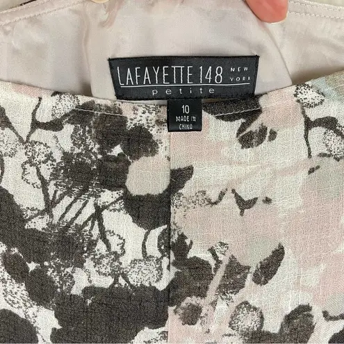 Lafayette 148 Art to Wear Abstract Floral Linen Blend A Line Skirt Size 10P Black