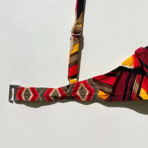 Sunsets Terra Cotta Tribal Print Bikini Top NWT Small Underwire Removable Pads Red