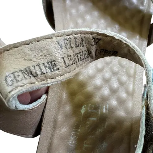 L'Artiste by Spring Step Leather Women's Vella Comfort Wedge Sandals Blue Size 7