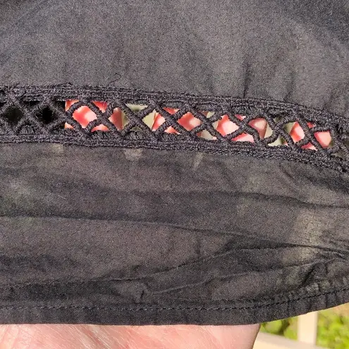 Gianni Bini  Black Cotton Eyelet Long Sleeved Dress L