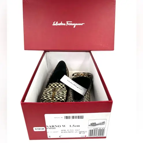Salvatore Ferragamo Sarno Bow Embellished Raffia Low Heel Loafers US 5 - EU 35.5