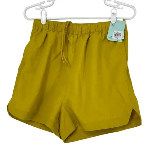 DSG NOTCHED WOVEN SHORTS GROUNDED YELLOW DRAWSTRING WAIST WOMENS SIZE SMALL