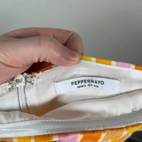 Peppermayo Girls Lunch Tube Mini Dress Splice Check Pattern Linen Blend US 6