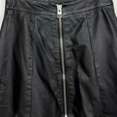 ALLSAINTS Womens Sens Leather A-Line Mini Skirt Full Rear Zip Black Size 2