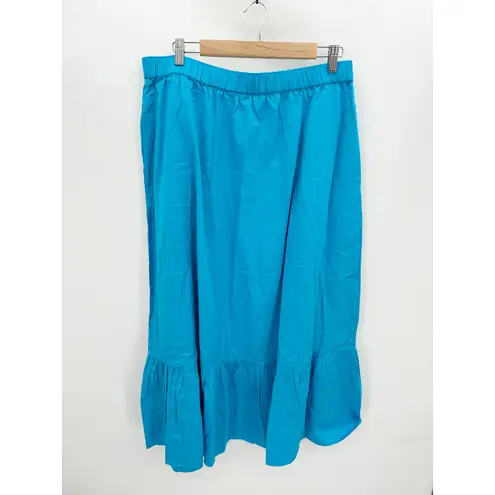 The Drop Ocean Blue Anupa Cotton Tiered Midi Skirt Pockets Womens XXL NWT