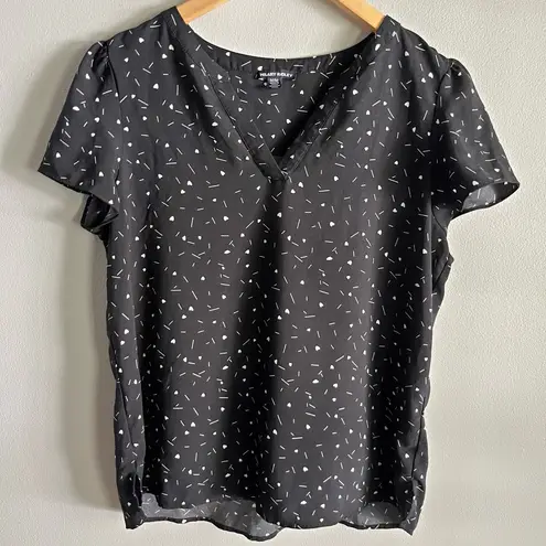Hilary Radley Black Heart Print Blouse M V