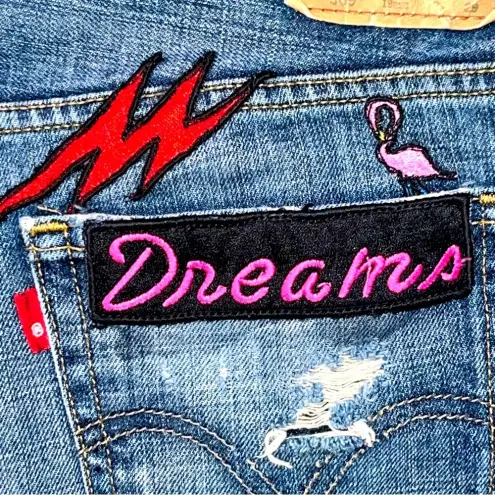 Levi's  569 Cut Off Distressed Denim Shorts Womens 30/31 Patches Y2K Festival‎