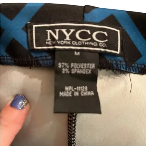 NYCC Black and Blue Grid Pencil Skirt Size M