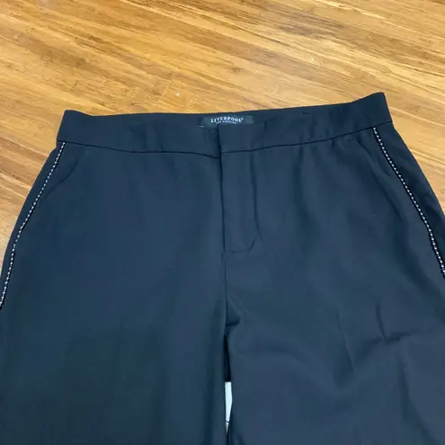 Liverpool Jeans Company Liverpool Los Angeles Black Wide Leg Pants Womens Size 8 Beaded Trim Career