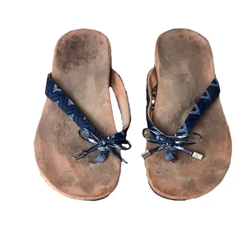 Vionic Women’s Flip Flops Size 9 Blue Geometric – Orthotic Beach Thong Sandal