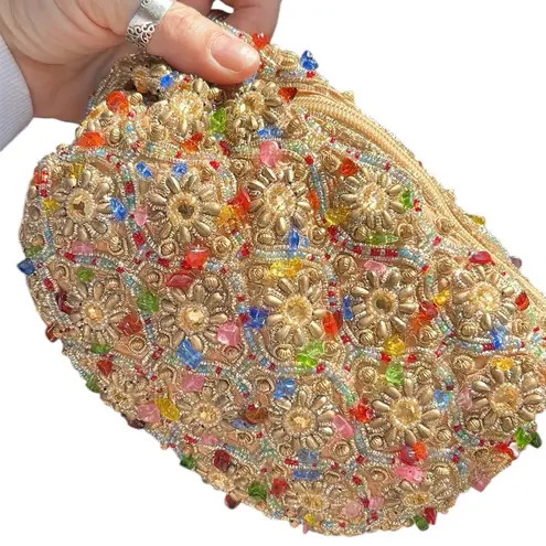 Sand Blossom Wristlet Bag Retailed for 98.00 Gold
