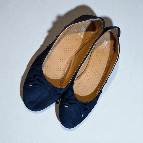 White Mountain  Navy Blue Suede Bow Ballet Flats Women's Size 11