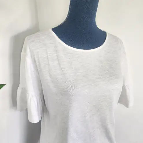 ZARA  Basic Collection White TShirt Ruffle Sleeves