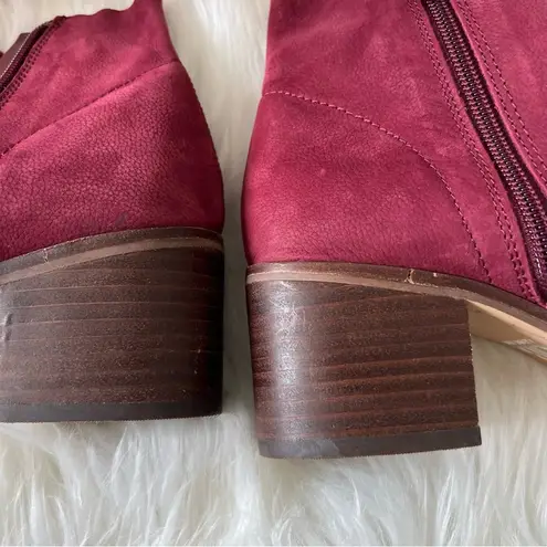 Gianni Bini GB  Sz 9 M Burgundy Red Leather Ankle Booties Boots Nubuck Fall