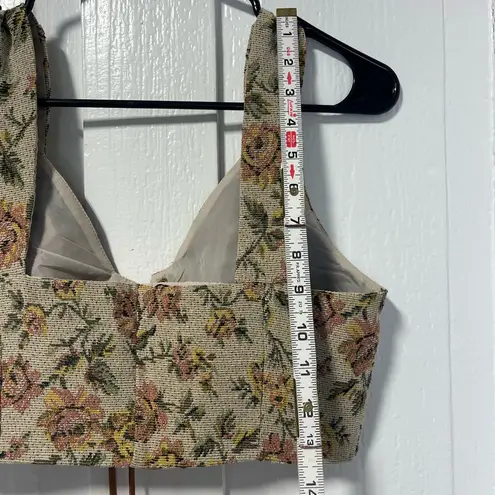 Cider NWT Natural Garden Tie Lace front Tapestry cropped top size small